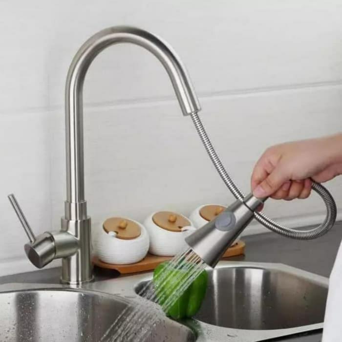 Kran kitchen sink panas dingin stainless 304. kran sink tarik