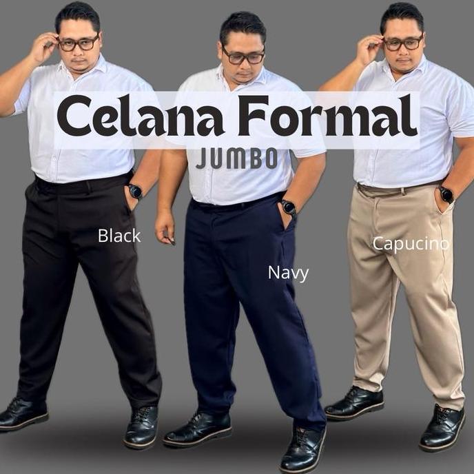 SALE Celana Panjang Kerja Formal Jumbo Pria Slimfit Stretch Karet SALE