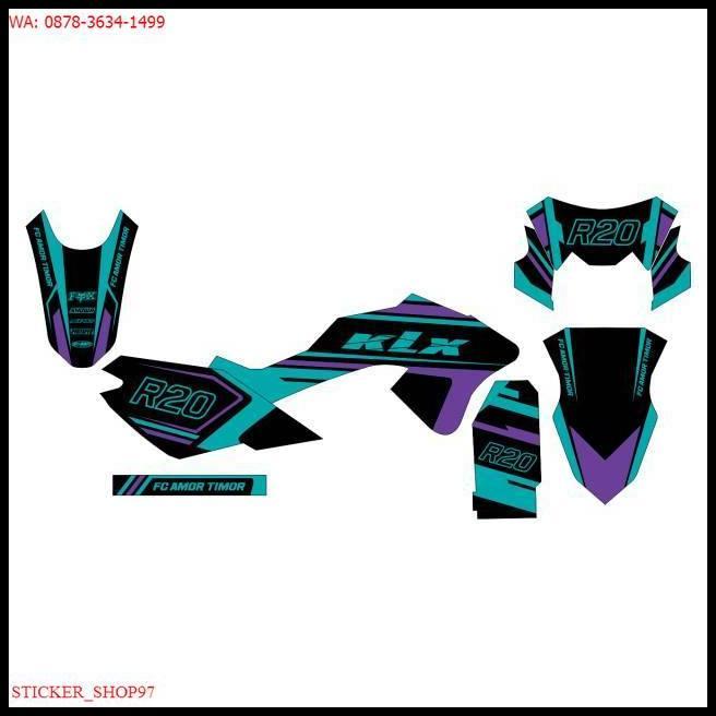 DISKON PREMIUM DECAL  SETIKER KLX BF WARNA BIRU HITAM BEBAS BISA DIRUBAH 