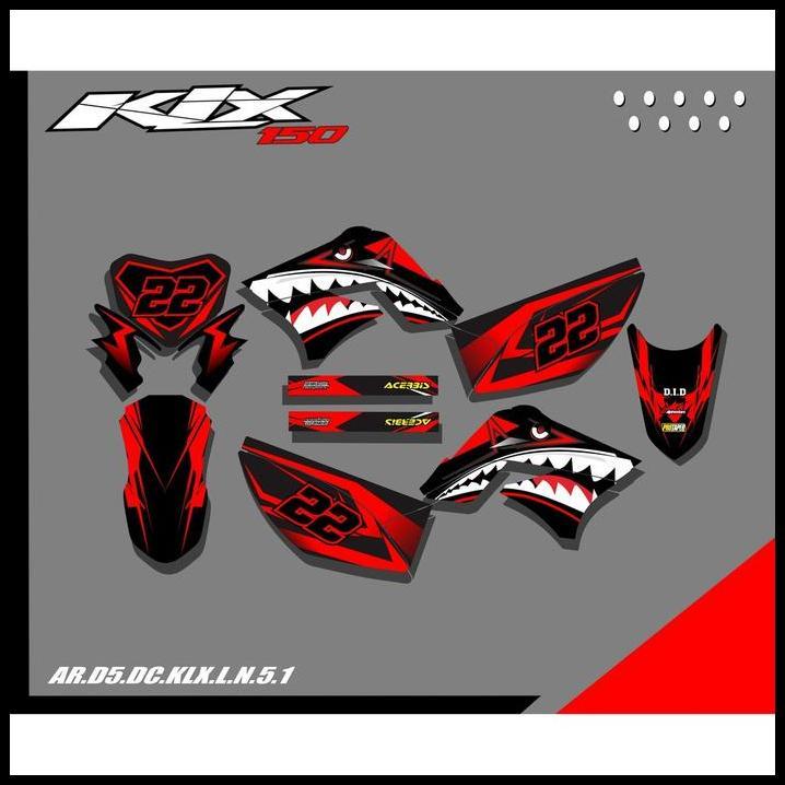 BEST DEAL PREMIUM DECAL KLX 150 LAMA FULL BODY KLX LAMA  S/L DESAIN SHARK !!!!!!!
