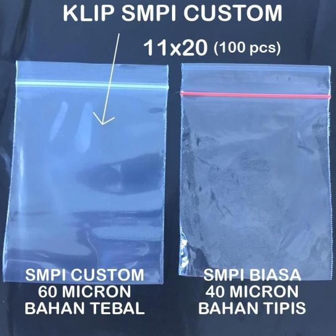 KLIP PP SMPI CUSTOM 11x20 60 MICRON TEBAL PLASTIK ZIPPER