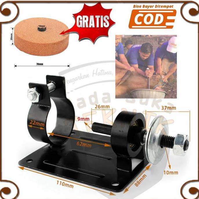 Dudukan Bor Asah Poles Gosok Pisau Golok Sembelih Potong Daging Hewan Kurban Sapi Kambing