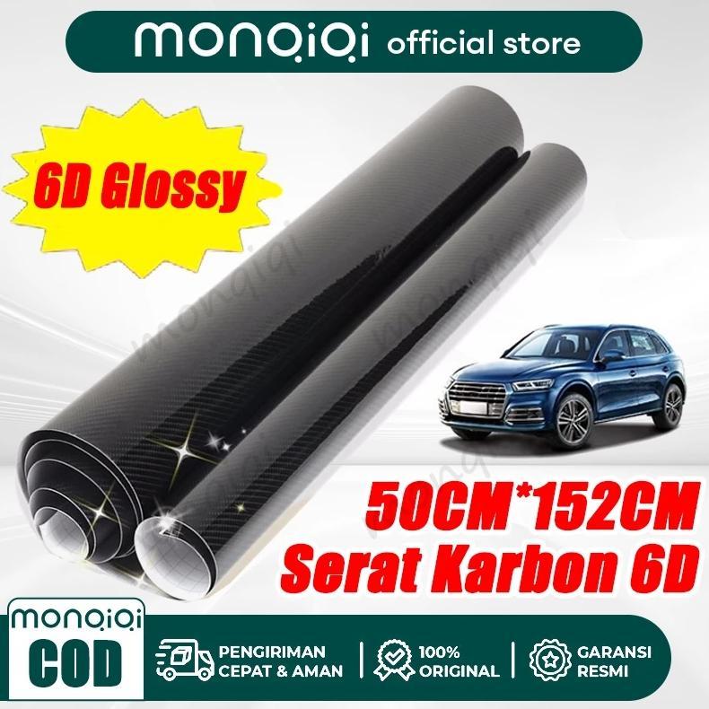 Monqiqi Stiker Carbon 6D Glossy Tahan Panas 50cm x 152cm Stiker Mobil Karbon 6D Glossy Mengkilap Ber