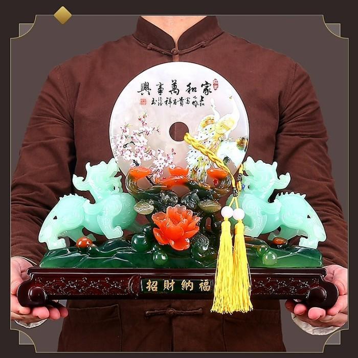 Pajangan Giok Naga Batu Giok Premium Kado Imlek Patung Hoki Fengshui