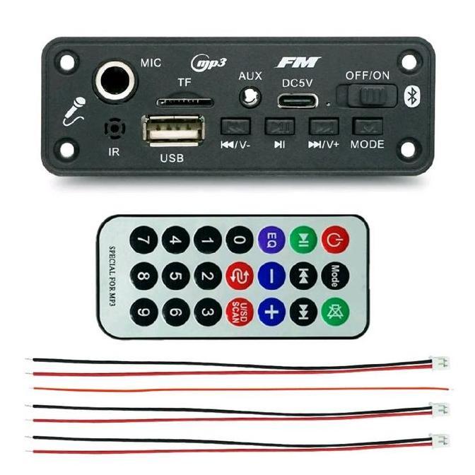 evacost - 2x5w modul mp3 player stereo amplifier dc 3.7v - 5v bluetooth mic karaoke