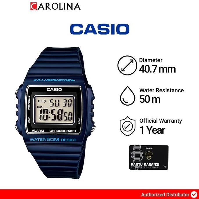 Jam Tangan Pria Casio General W-215H-2A WR 50M Digital Dial Blue Resin