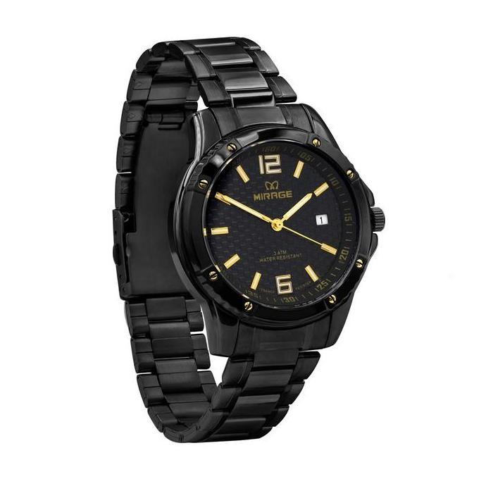 Mirage Watch - Jam Tangan Pria Mirage Formal 8804 M Analog Tanggal Aktif Stainless Hitam