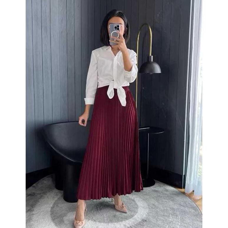 BEST SELLER Rok Plisket Premium Jumbo / Rok plisket rempel panjang/rok plisket premium polos panjang