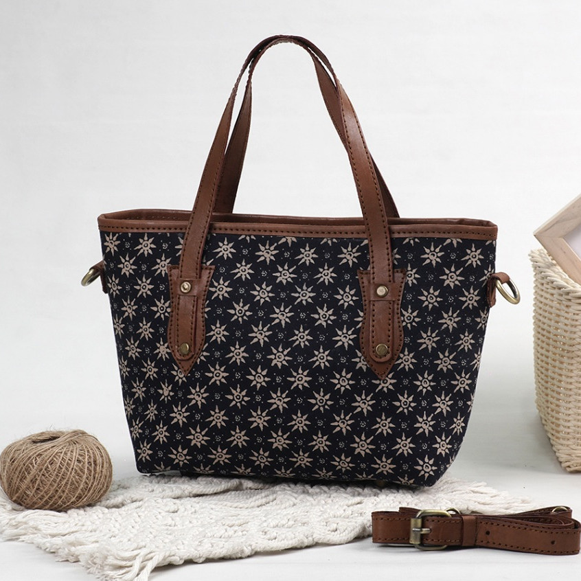 Beltimeless Bag - Tas Tote Wanita Kulit Sapi Asli Kombinasi Batik Truntum | Handbag Etnik Premium El