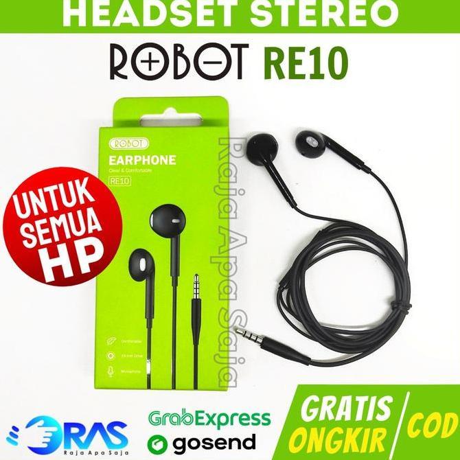 HEADSET ROBOT RE10 FULL BASS STEREO - Handsfree Earphone Hetset