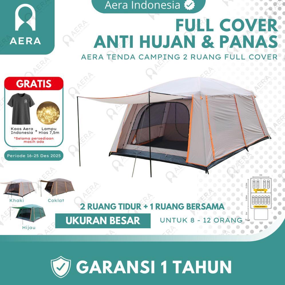 AERA Tenda Camping Full Cover 8 - 12 Orang | Tenda Camping keluarga | Tenda Camping 2 Ruang | Tenda 