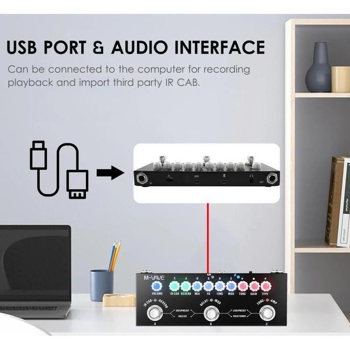 Efek Gitar M-Vave Cuvave Cube Baby Soundcard Multi Effects Pedal Multi Efek Cuvave Muslady ReverbGui