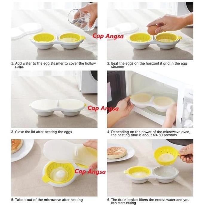 [CAP ANGSA] ALAT KUKUS TELUR MICROWAVE | Egg Poacher 2 Telur Sekaligus | Cetakan Telur Rebus/Kukus/P