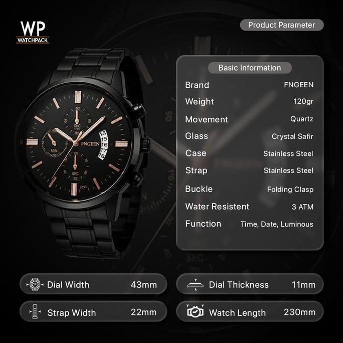 WATCHPACK FN-002  | Jam Tangan Pria Asli Tahan Air Kronograf Aksesoris Arloji Watches Cowok