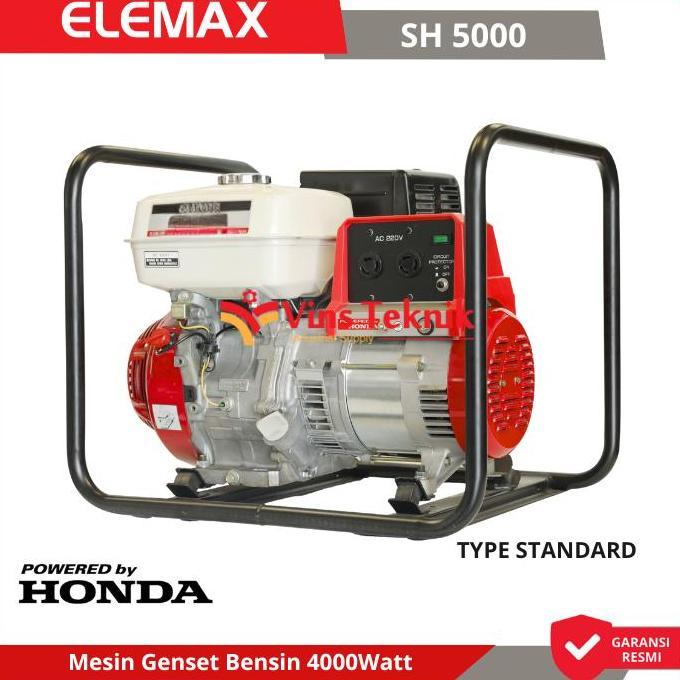 ELEMAX SH 5000 Mesin Genset Bensin Generator 4000Watt 1.6KVA SH5000 RA