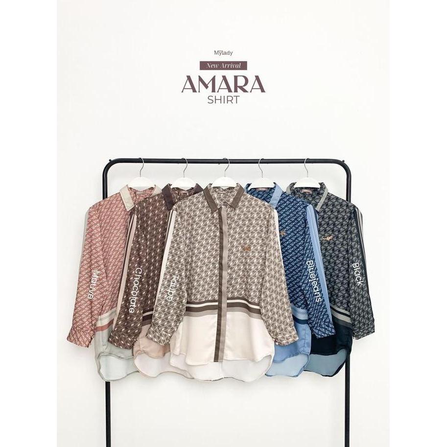 Amara Shirt By Mylady Hijab kemeja mewah kancing cantik Motif Muslim Nyaman Silk Wanita Baju Dress M