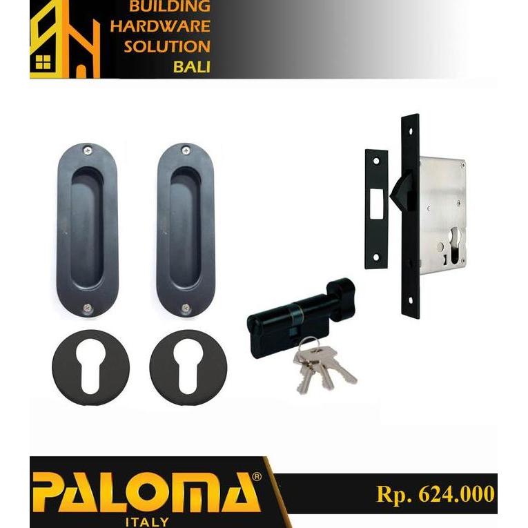 PALOMA Paket Handle Kunci Pintu Sliding Hitam Oval Sliding Door Set