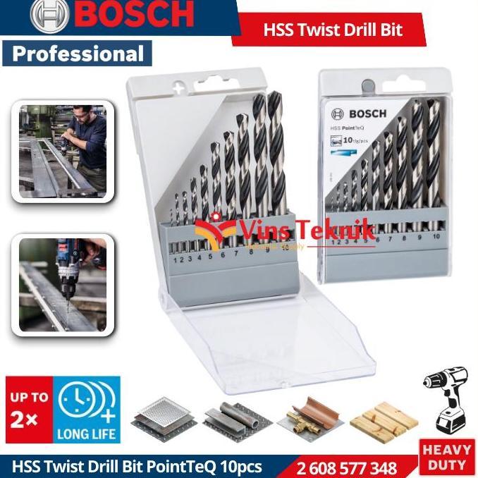 BOSCH HSS Twist Drill Bit PointTeQ 13pcs Set 1.5 - 6.5 mm Mata Bor Besi 2 608 577 349