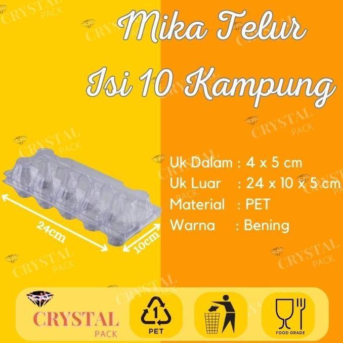 TERMURAH - 1 Dus Mika Tray Telur Ayam Kampung Kancing (Isi 10) Kemasan Box Telur