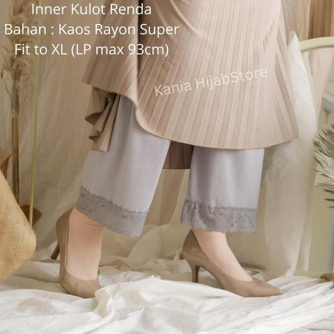 Celana kulot wanita panjang inner renda dalaman gamis dalaman rok bahan kaos rayon  premium