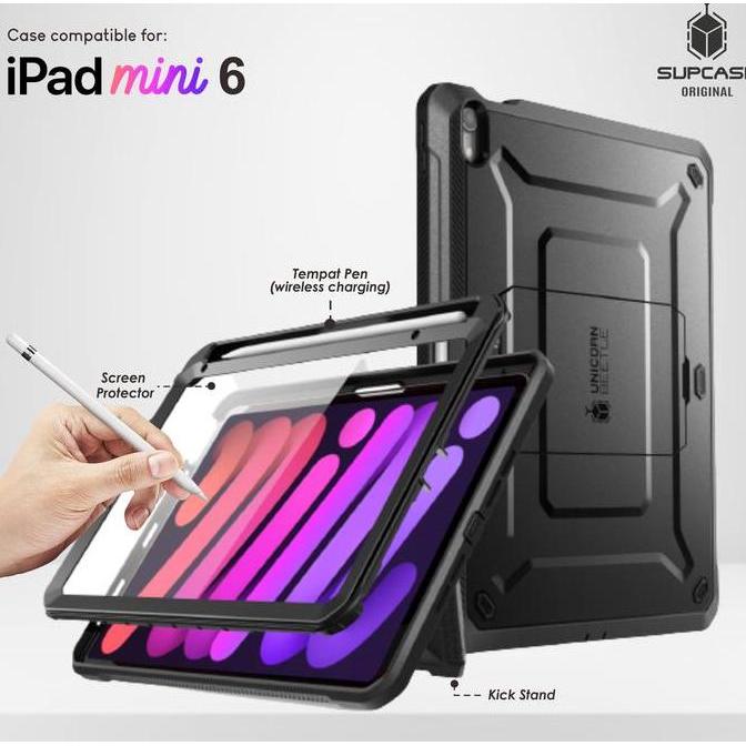 TERMURAH - SUPCASE Case iPad Mini 6 Chip A15 Bionic 2021 8.3" - Casing Slot Pensil Cover Hardcase Ru