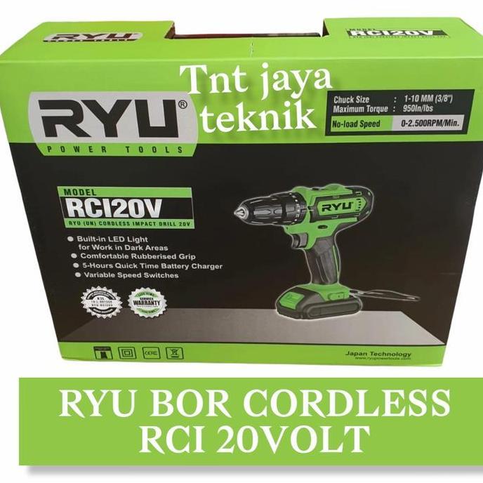 Spesial Cordless Impact Drill Ryu Rci 20V / Mesin Bor Baterai Ryu Rci20V