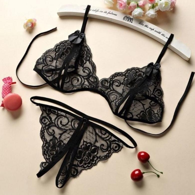 HOT SALE SET BRA LINGERIE SEXY & CELANA DALAM MODEL LACE TRANSPARANT IMPORT