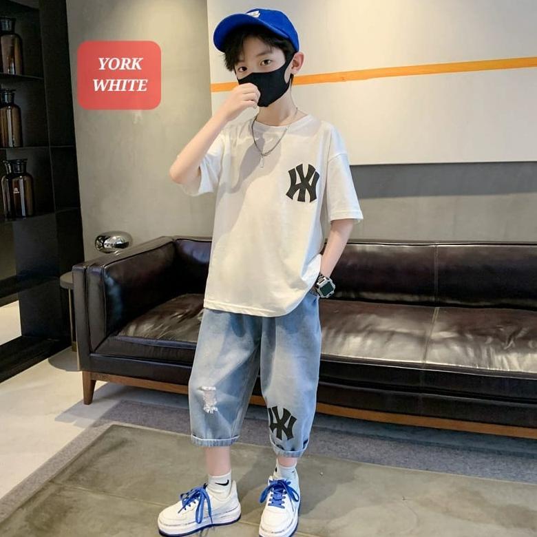 YORK SET BAJU SETELAN CASUAL JEANS SANTAI ANAK COWOK KOREA FASHION IMPORT