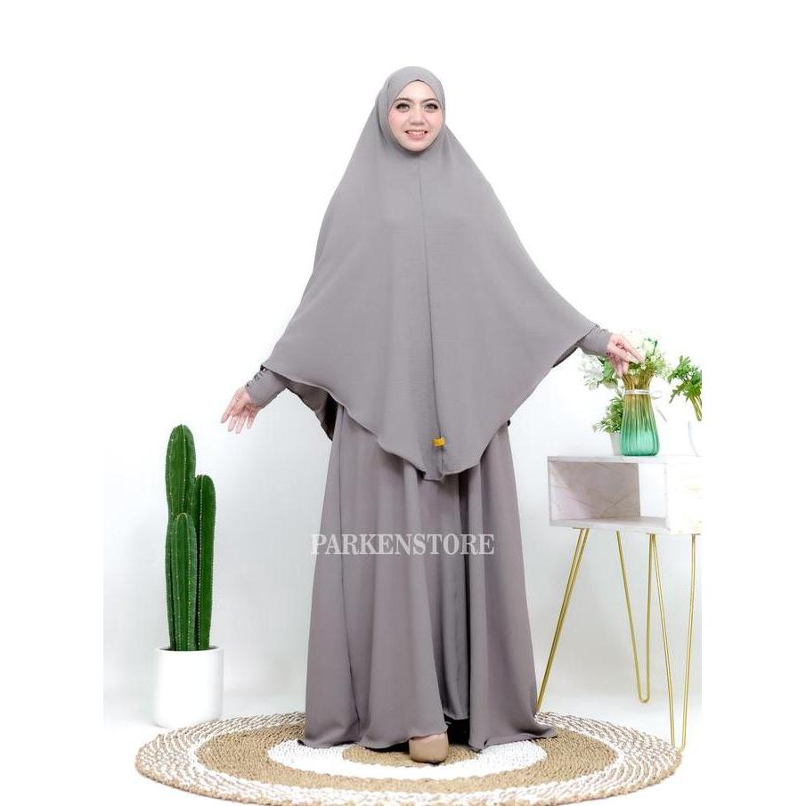 READY Gamis Faaza - Abaya Syar'i Set Hijab Bandana + Free Cadar tali Crinkle Airflow Highquality - M