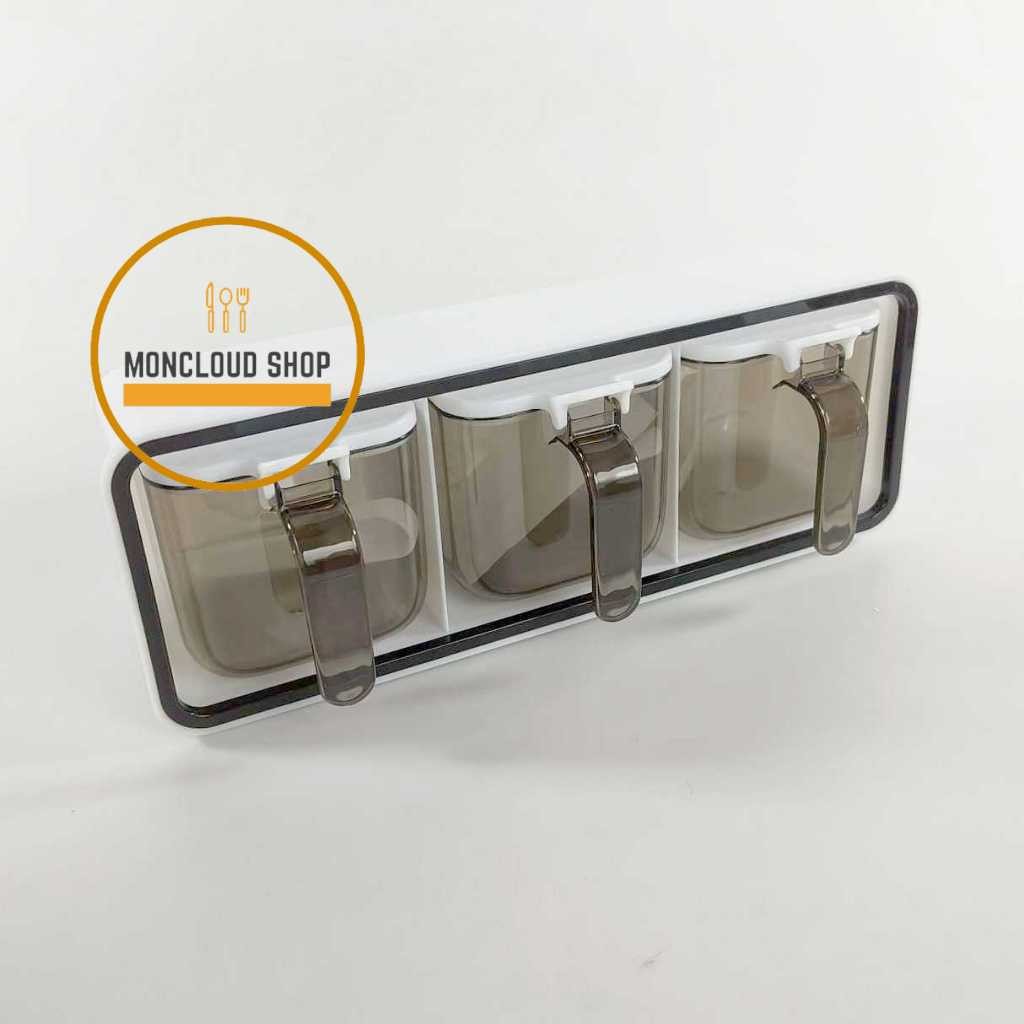 Tempat Bumbu Dapur Set Gantung Tempel Dinding Rak Bumbu Dapur Dinding Kotak Bumbu Dapur Set Sekat Mu