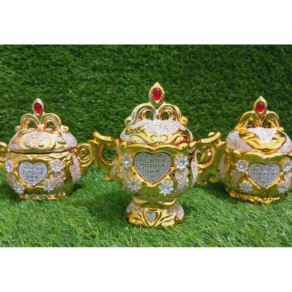 Toples Keramik Pajangan Set / Toples Keramik Glitter / Pajangan Meja / Keramik Hias / Keramik Antik 