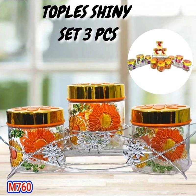 3 Pcs Toples + Rak  Toples Set /Toples Makanan /Toples Mewah Toples Kaca Beling