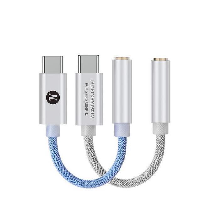 JCALLY JM12 / JM 12 / JM-12 DAC KTO2H20 Chip DAC Type C to 3.5mm Adapter Silver Plated Cable Portabl