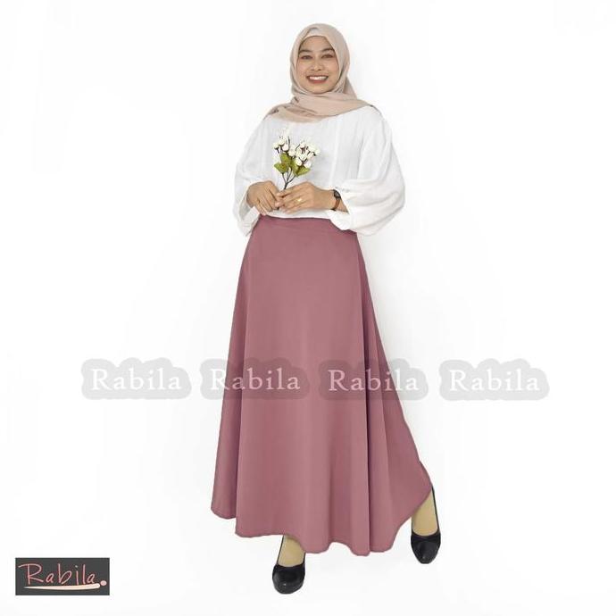 Rok wanita Lebar mode payung - Bahan Waffle Crape - Bawahan Muslim Panjang Pinggang Karet
