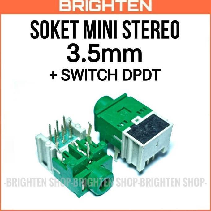 Promo Socket Mini Stereo Soket 3.5Mm + Switch 2 Induk Dpdt