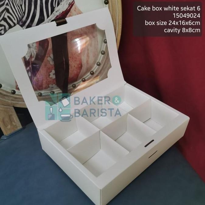 cakebox white sekat 6 / 9 box mini cake dessert premium mika kotak kue