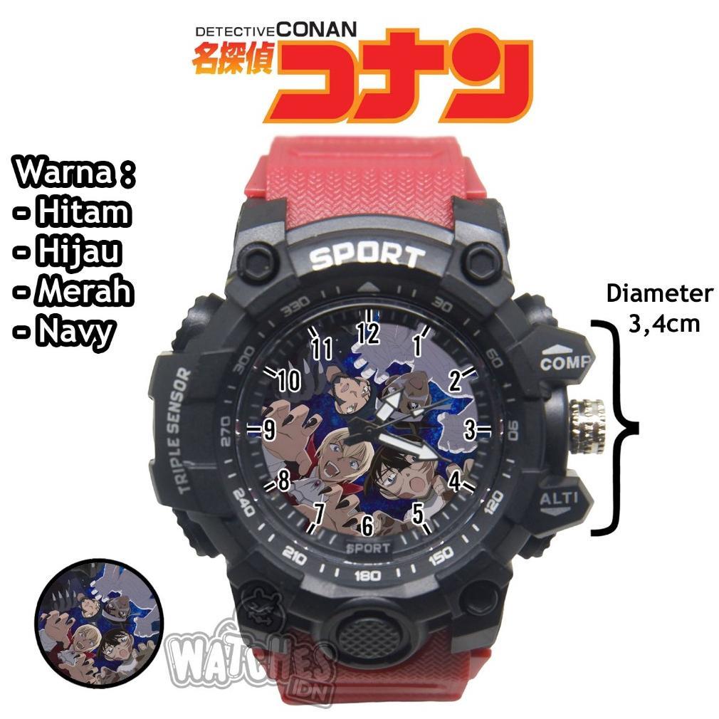 Jam Tangan Anak Laki-Laki Sport Anti Air Karakter Detective Conan Keren