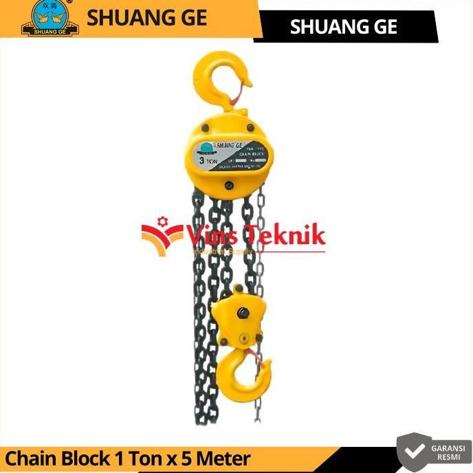 SHUANG GE Chain Block Chain Hoist Takel 1 Ton X 5 Meter