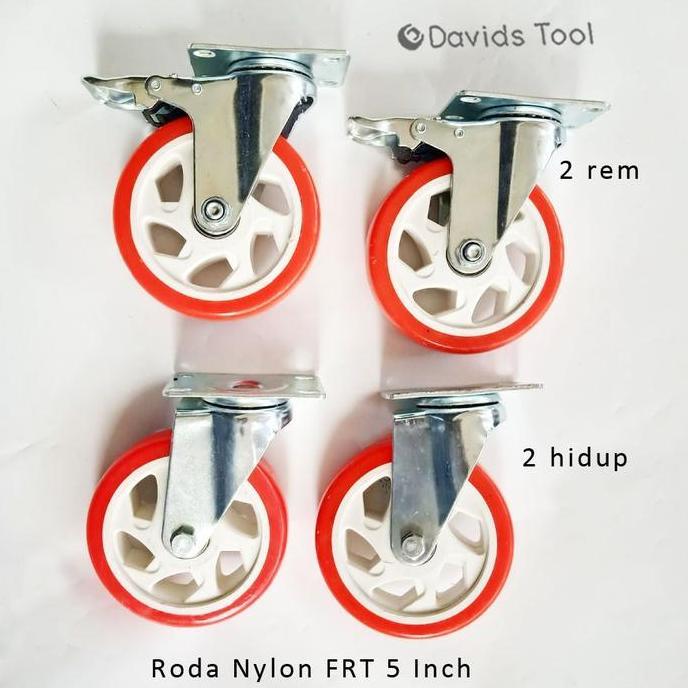Roda Troli Lemari Meja Ban Gerobak Nylon Merah 4 5 Inch Set FRT