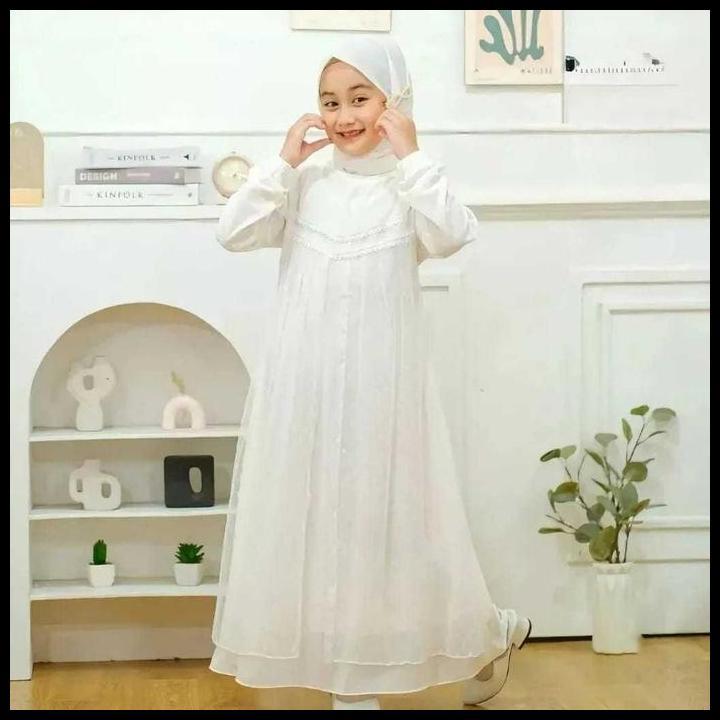 Gamis Anak Putih Gamis Manasik Haji Usia 1-13 Tahun Set Hijab Ceruty Babydol Premium 100% Original