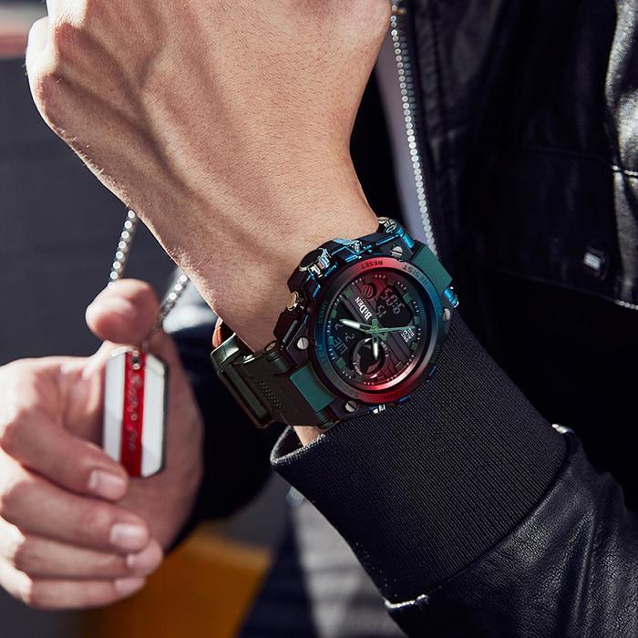 BIDEN Jam Tangan Pria Analog&Digital Original Sports Tali Silikon Jam Tangan Cowok