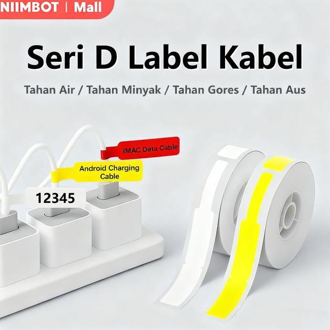 Niimbot Kertas Label Perekat D11/D110/D101/H1S Tahan Air Anti Gores untuk Label Kabel Optik dan Komo