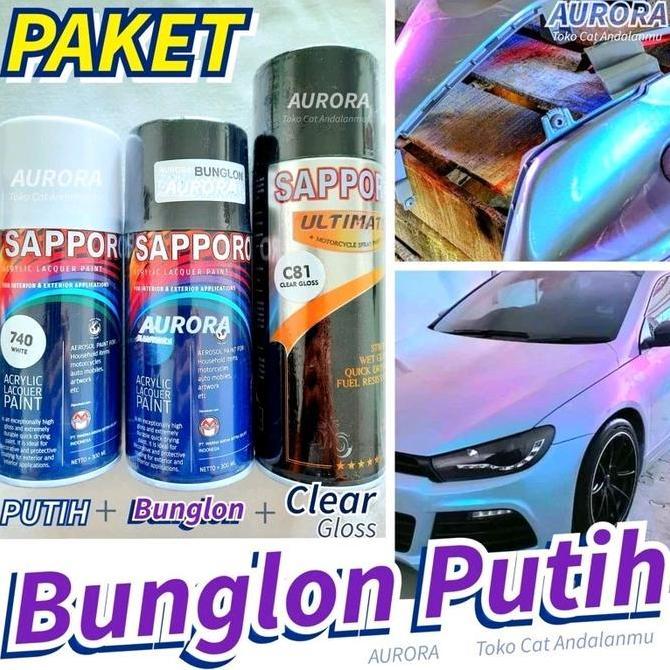 Promo PAKET CAT LEMBAYUNG 2WARNA BUNGLON SAPPORO | PUTIH 740 + BUNGLON 7724 + CLEAR C81 Diskon