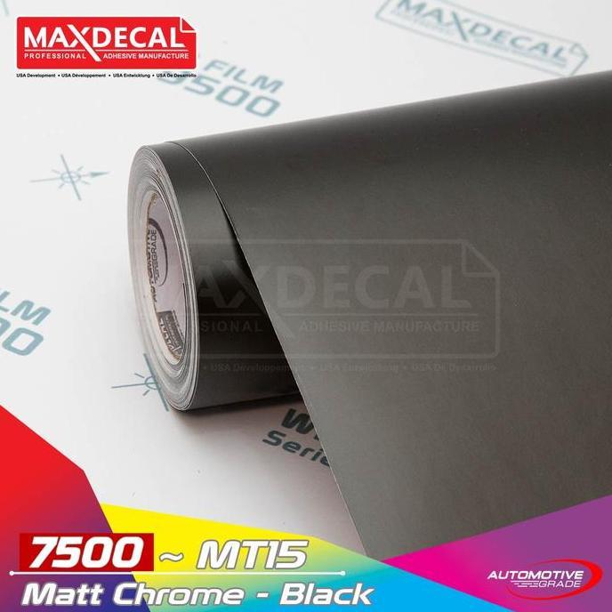 Promo MAXDECAL 7500 - MT15 Matt Chrome Black Doff Premium [ROLL] Diskon