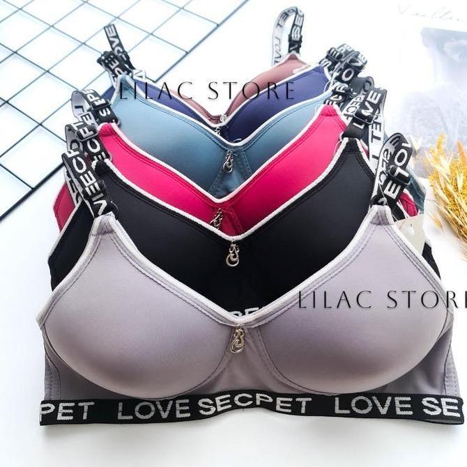 Nyaman- 3 Pcs Bra Wanita Busa Tipis Polos List Love Xs #6621 Kait - 2