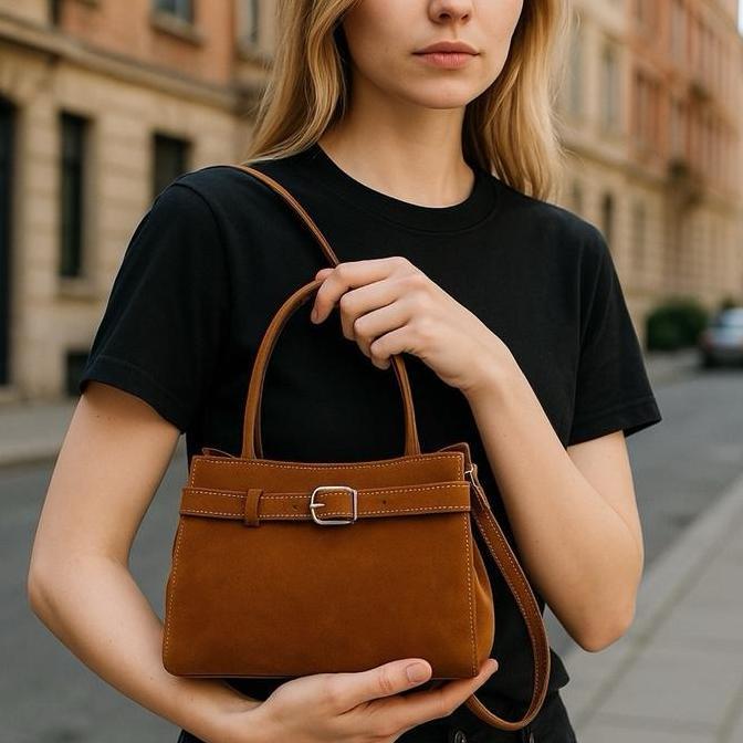 Bags- Hand Bag Wanita Hana Akaci 15-8490 Bahan Beludru 1 Ruang Sling Bag Mini Lucu Terbaru Polos Mew