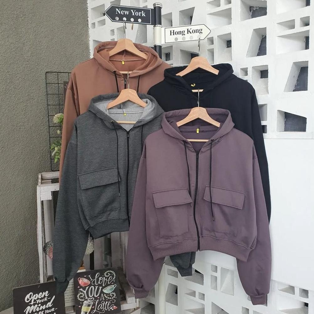 NEW PROMO ZARRA CROOPE HOODIE JAKET WANITA - JAKET CROPE WANITA - JAKET HOODIE