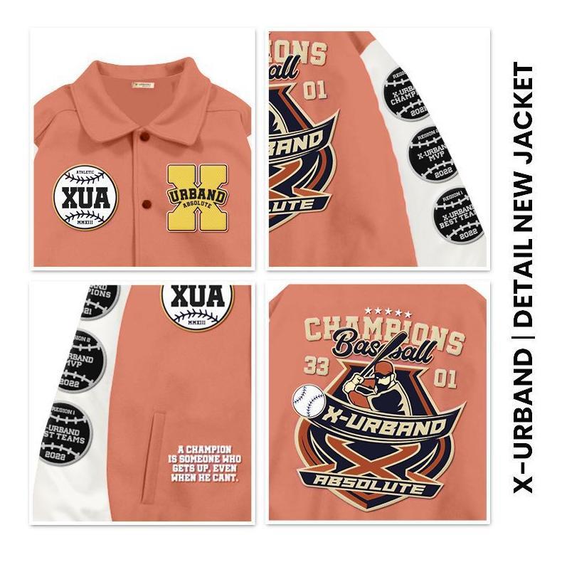 HEMAT XUA Jaket Varsity Baseball Jaket Unisex Vintage Baseball