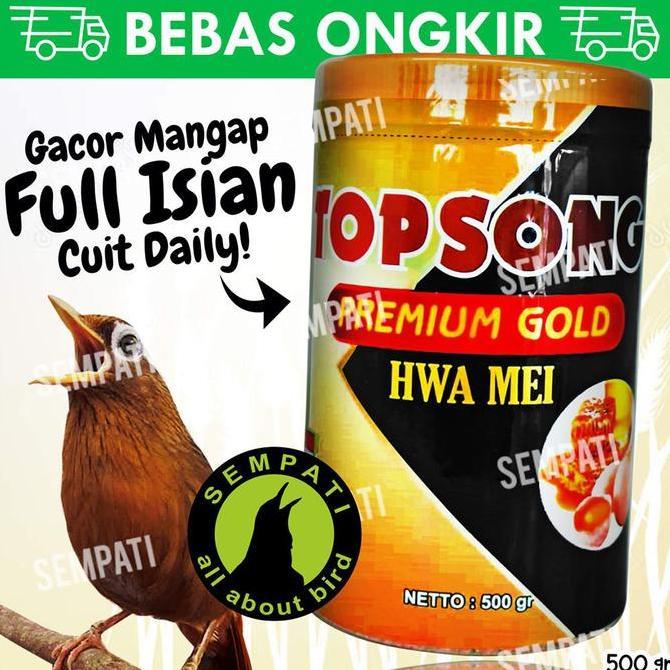 Kicaudor- Topsong Premium Gold Hwa Mei Kaleng Pakan Burung Wambi Hwamei Poksay