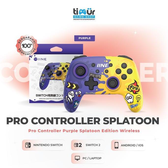 Iine Pro Controller Purple Splatoon Edition Wireless Bluetooth Gyro Nfc Wake Up Function Nintendo Sw